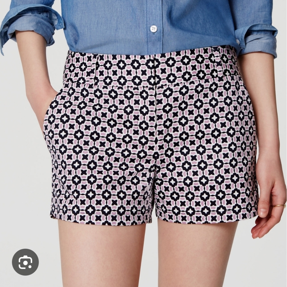 LOFT Floral Tile Patterned Shorts